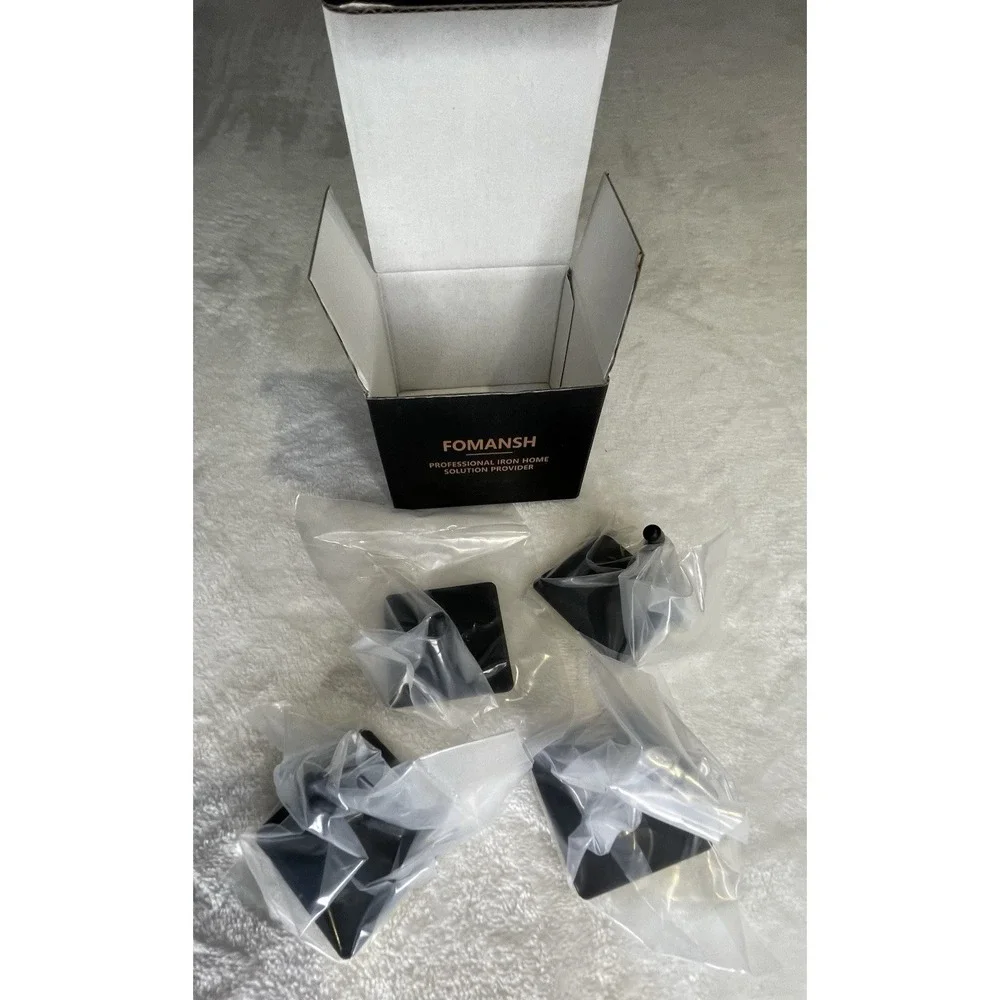 Fomansh Heavy Duty Adhesive Hooks Black Stainless Steel 4 Pack Stick on Wall